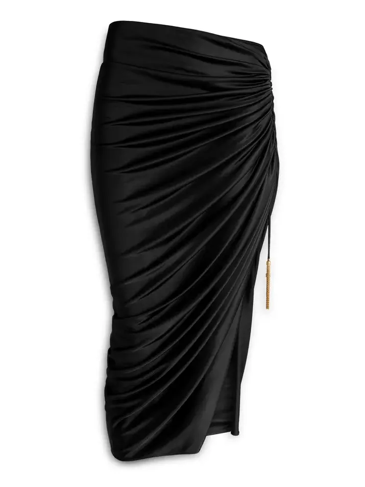 Flowing jersey midi skirt with slit Flowing jersey midi skirt with slit