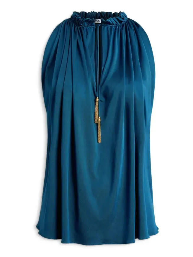 Pleated flowing jersey top