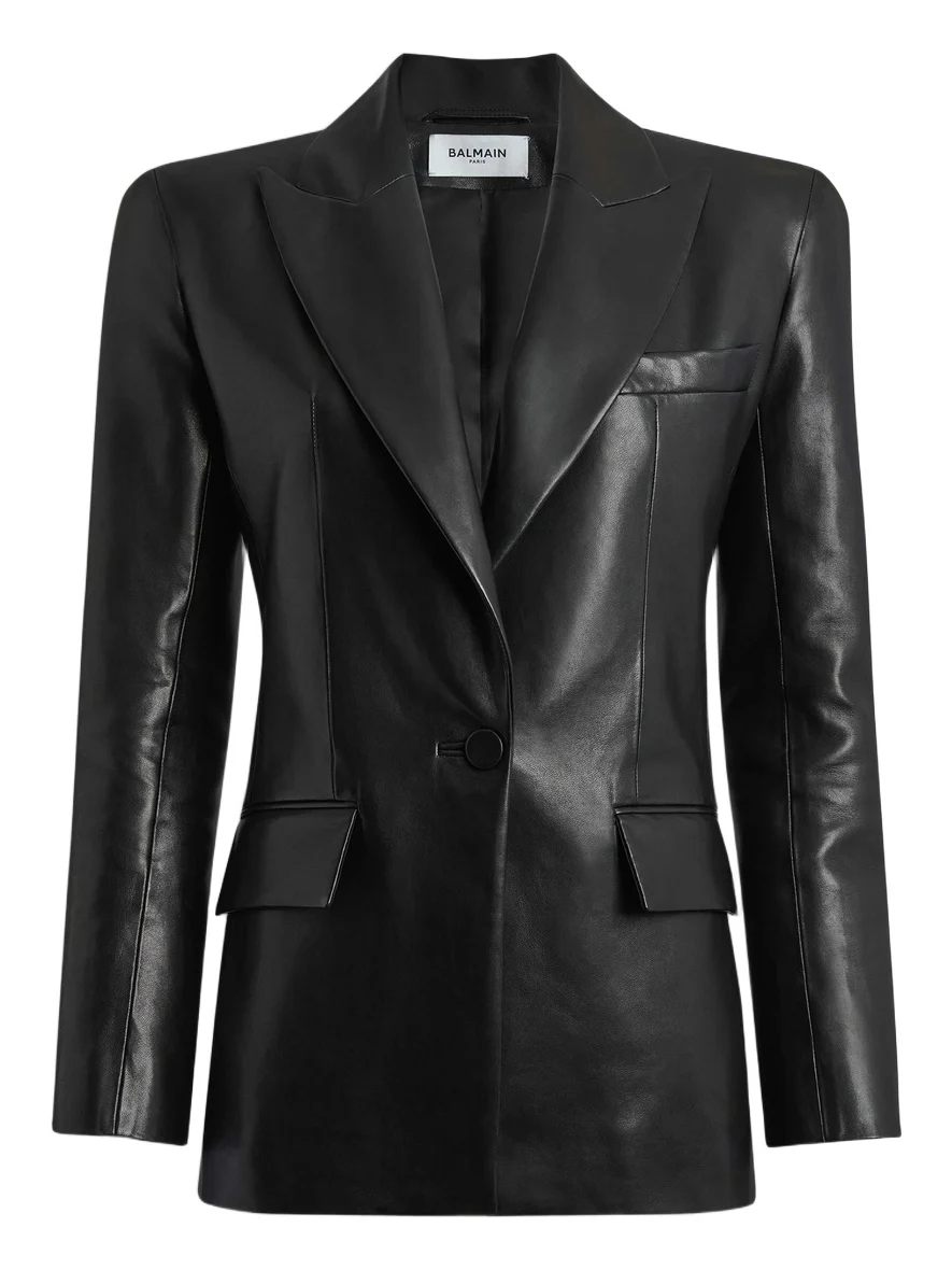Structured-shoulder lambskin jacket Structured-shoulder lambskin jacket