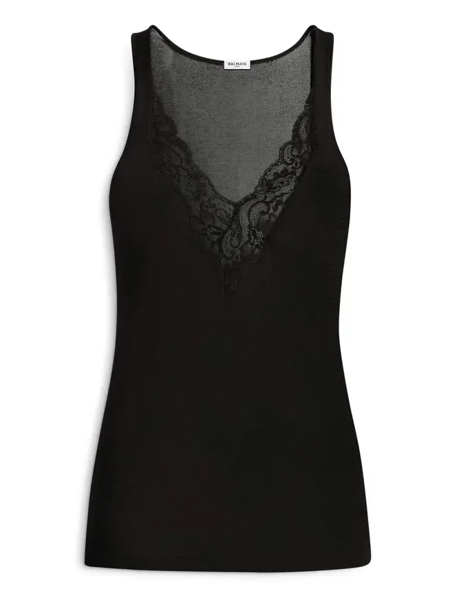 Knit vest top with lace