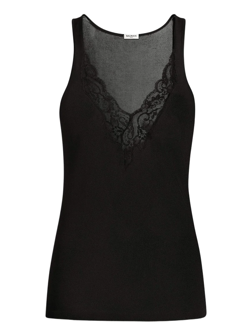 Balmain Knit vest top with lace