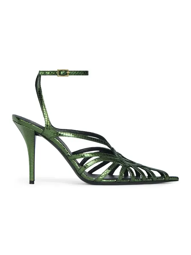 Balmain Python-effect leather Cage sandals