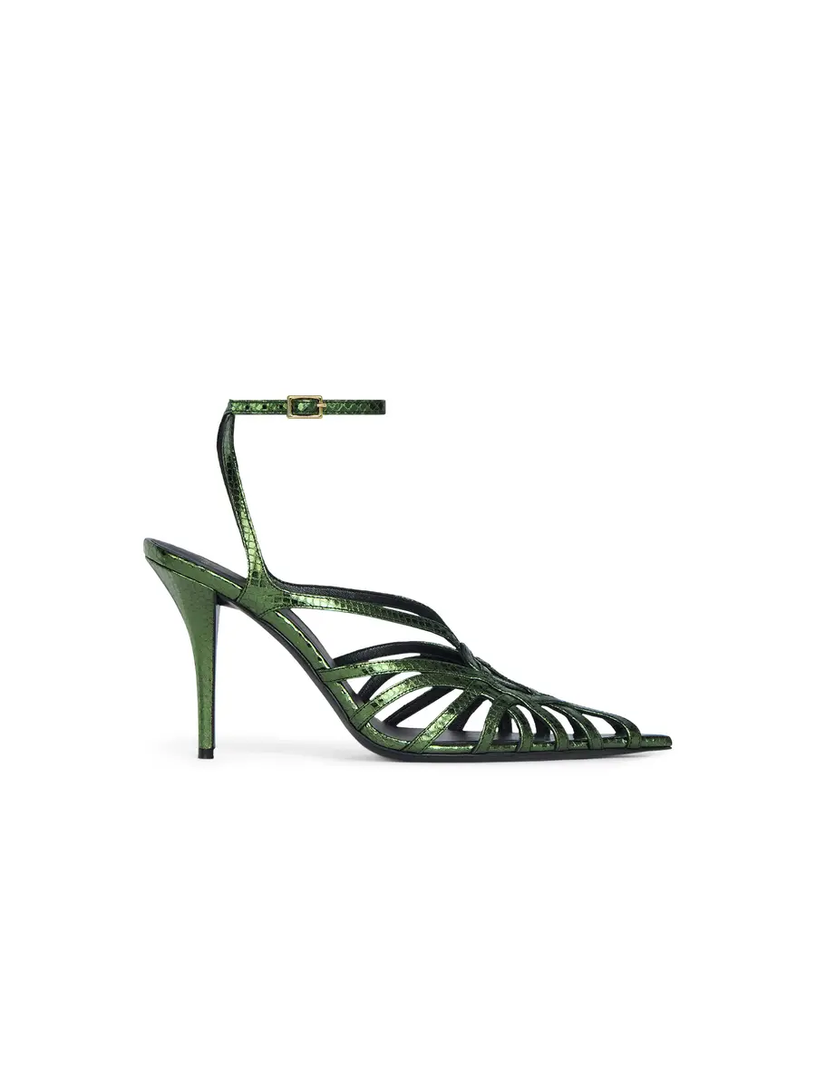 Balmain Python-effect leather Cage sandals