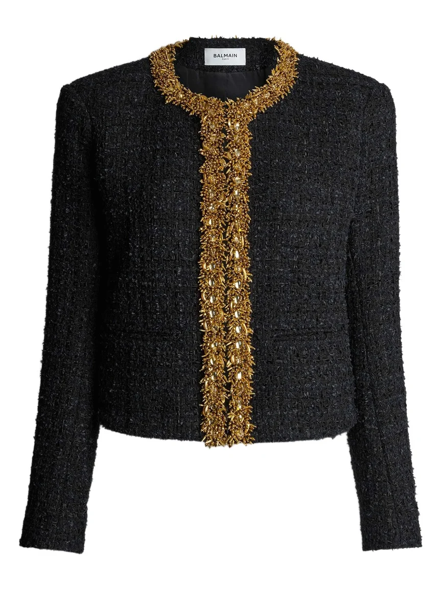 Embroidered tweed jacket