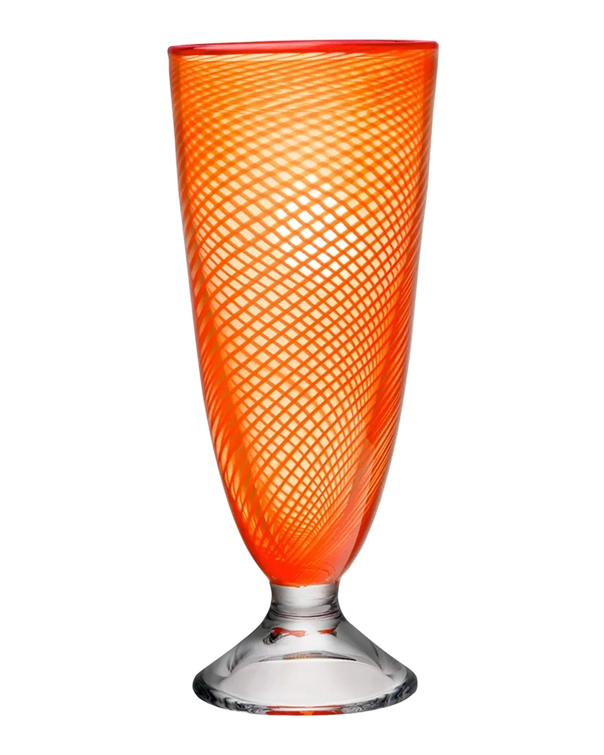 Kosta Boda Red Rim Footed Vase