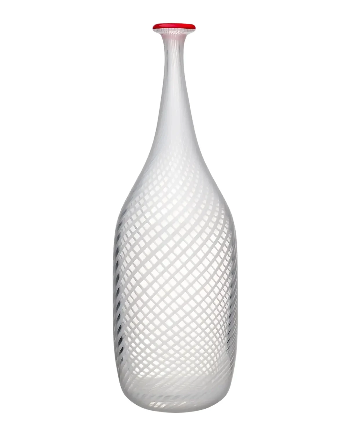 Kosta Boda Red Rim White Bottle