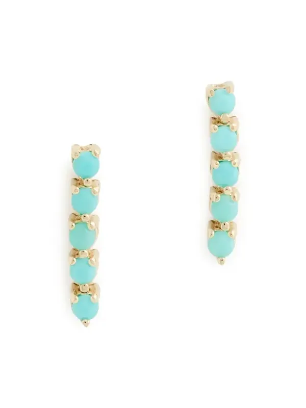 14k Gold Turquoise Tennis Drop Earrings 14k Gold Turquoise Tennis Drop Earrings