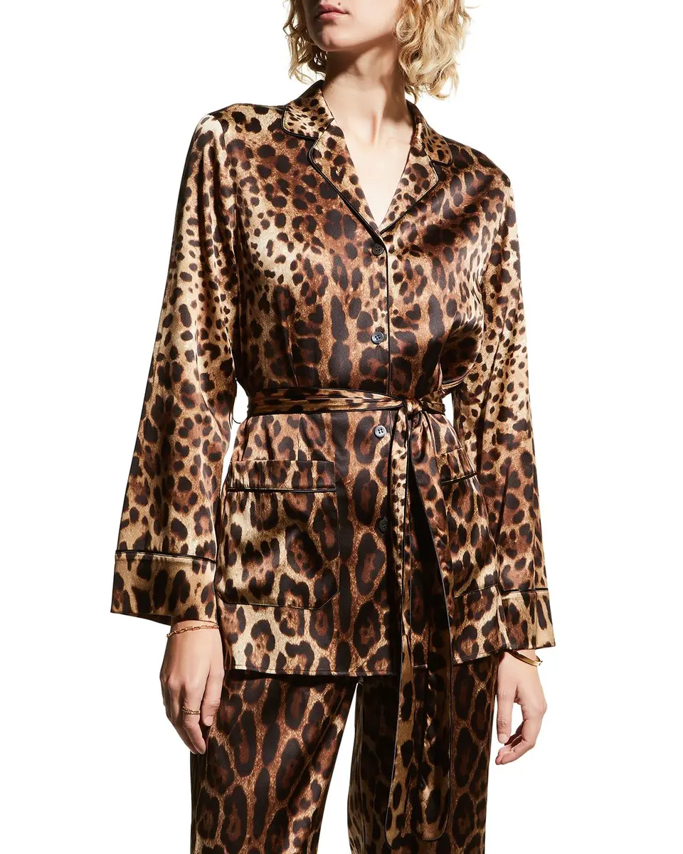 Dolce & Gabbana Belted Leopard-Print Pajama Shirt | Image 1 Dolce & Gabbana Belted Leopard-Print Pajama Shirt | Image 1