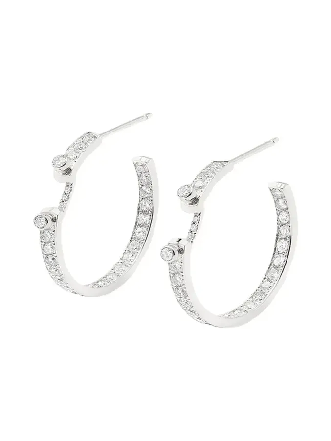 NOUVEL HERITAGE 18K Eternity Tuxedo Mood Hoop Earrings