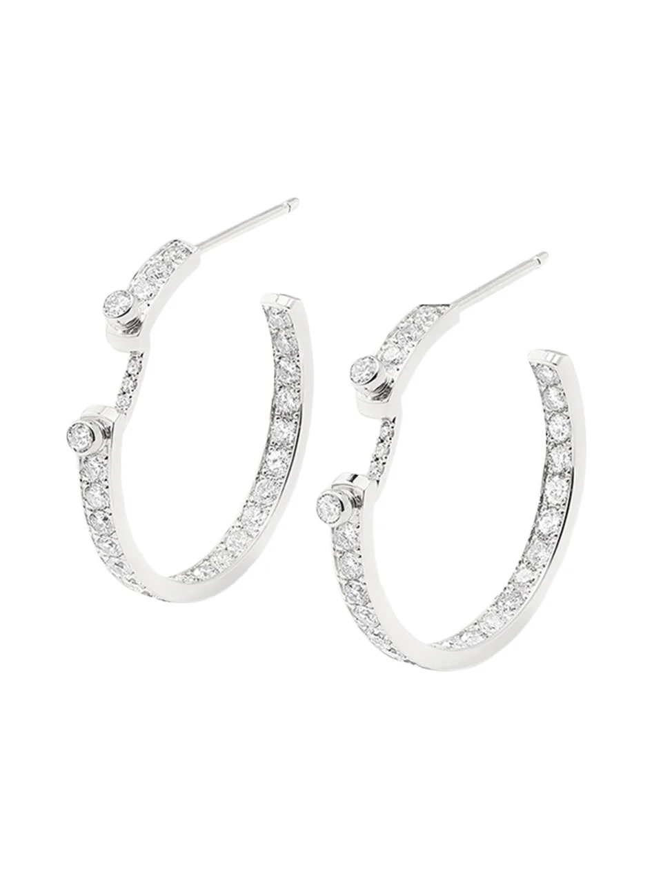 18K Eternity Tuxedo Mood Hoop Earrings 18K Eternity Tuxedo Mood Hoop Earrings