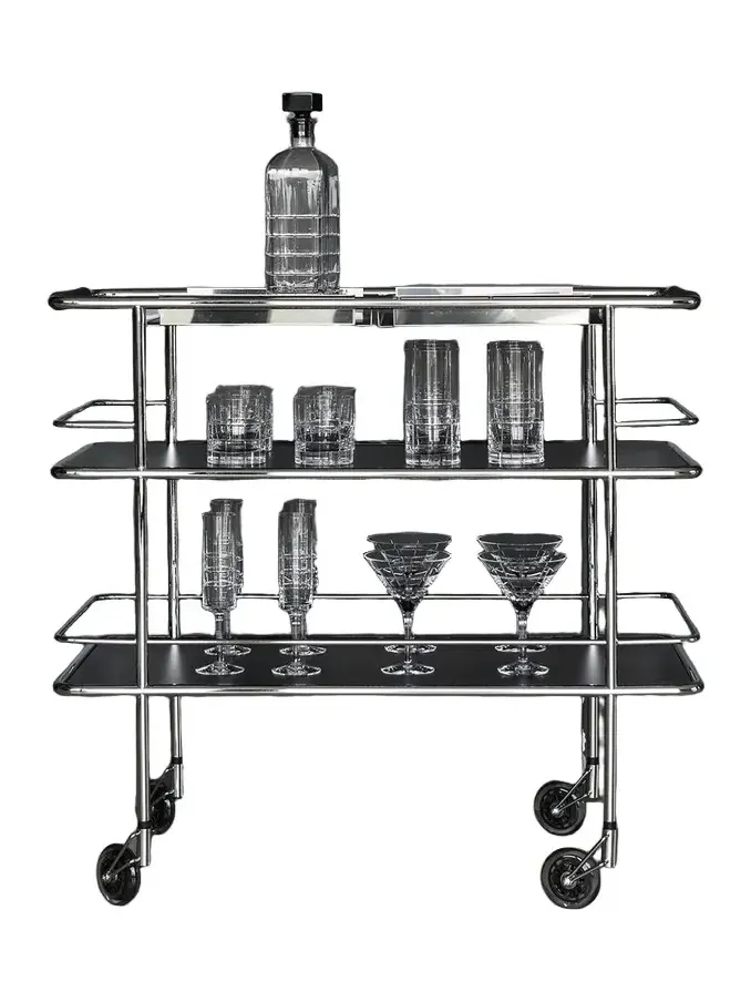 Orrefors 53-Piece Crystal Bar Cart