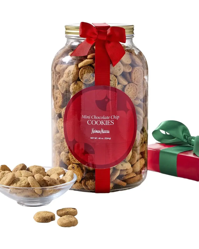 Neiman Marcus 40 oz. Mini Chocolate Chip Cookies in Holiday Jar