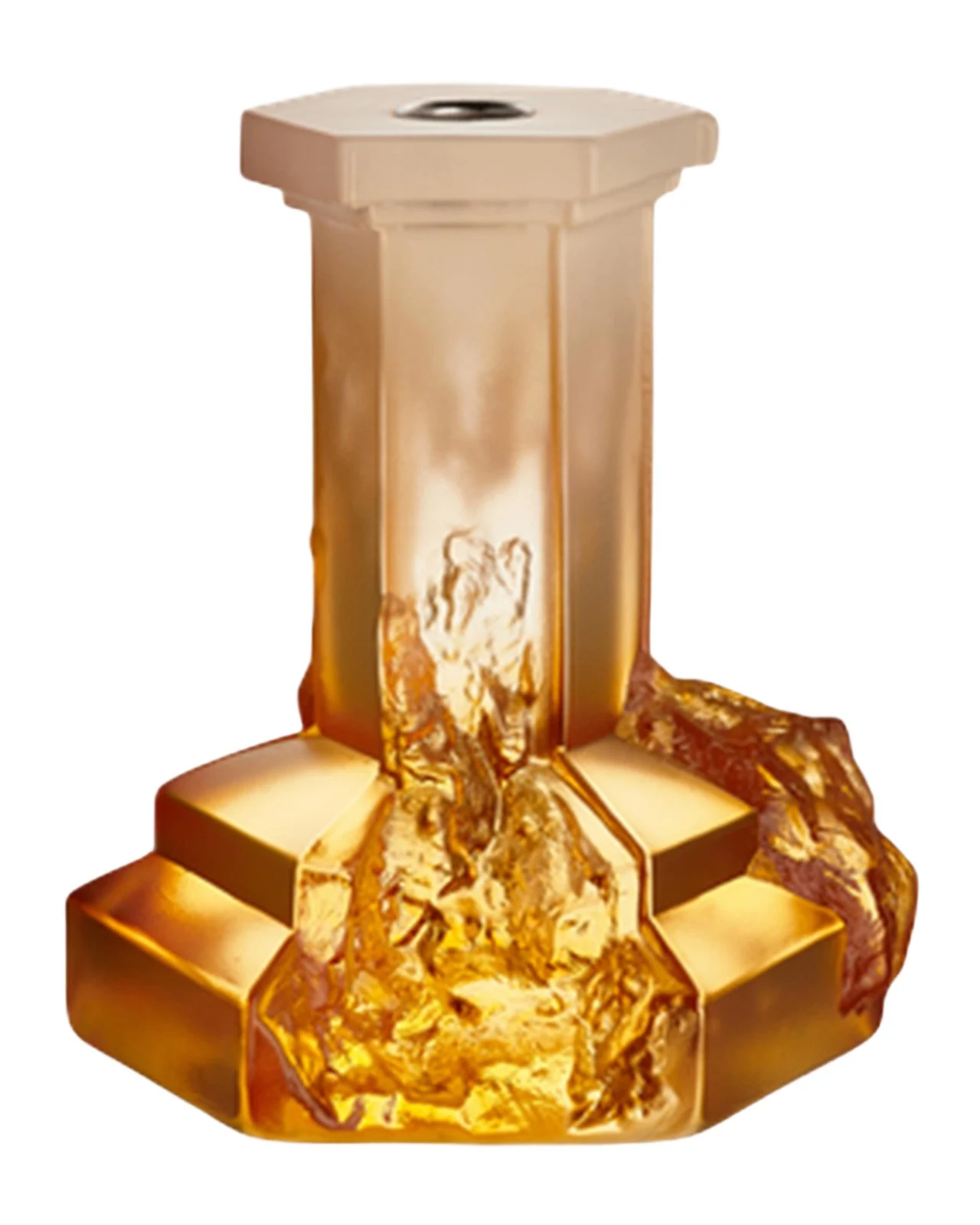 Kosta Boda Rocky Baroque Amber Haze Large Candlestick, 5.9"