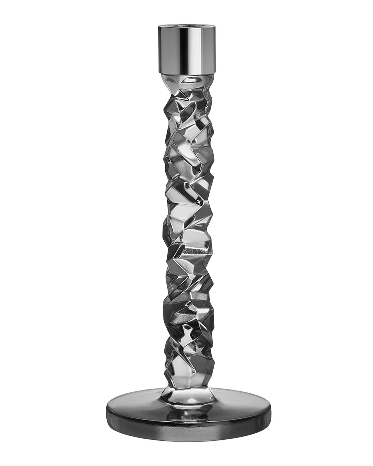 Orrefors 10" Carat Graphic Candlestick, Set of 2
