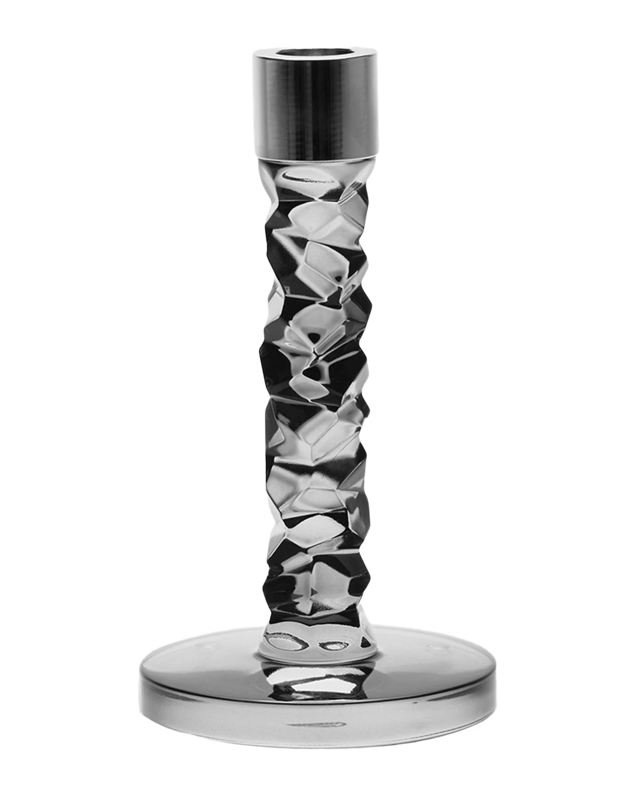 Orrefors 7" Carat Graphite Candlestick