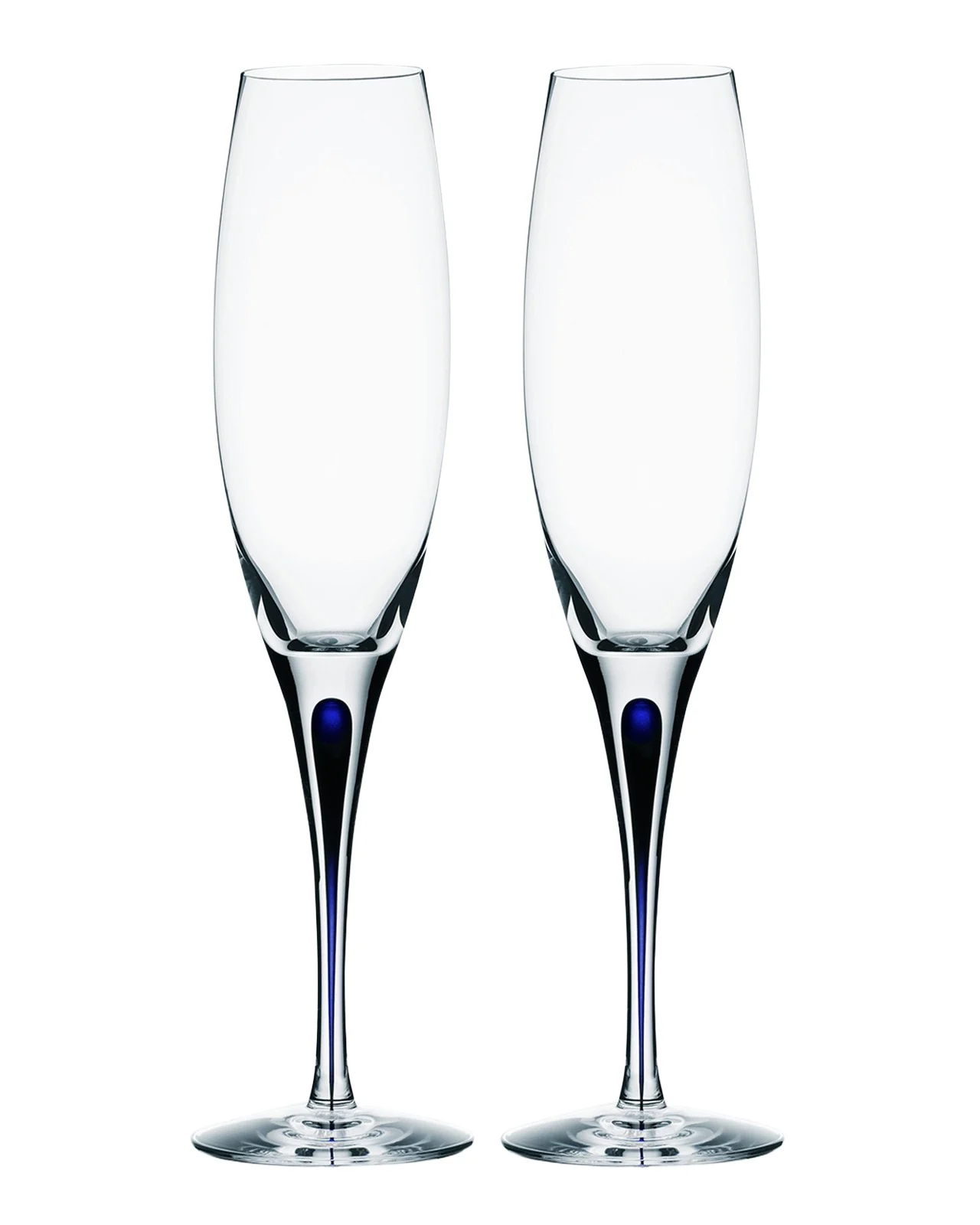 Orrefors Intermezzo Blue Flutes, Set of 2
