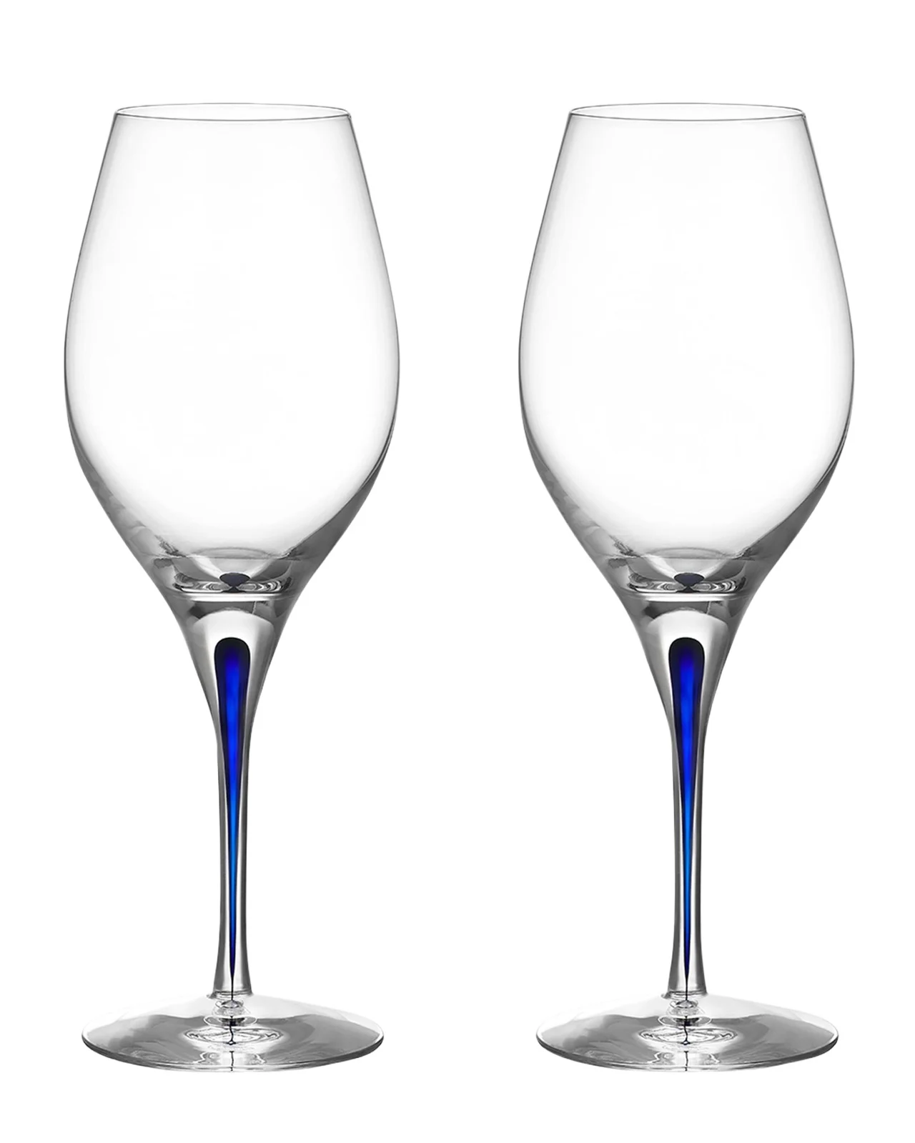 Orrefors Intermezzo Blue Wine Glasses, Set of 2