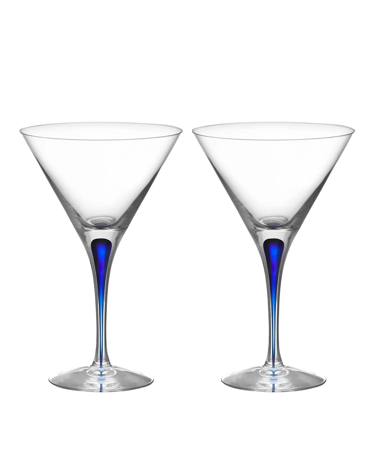 Orrefors Intermezzo Blue Martini Glasses, Set of 2