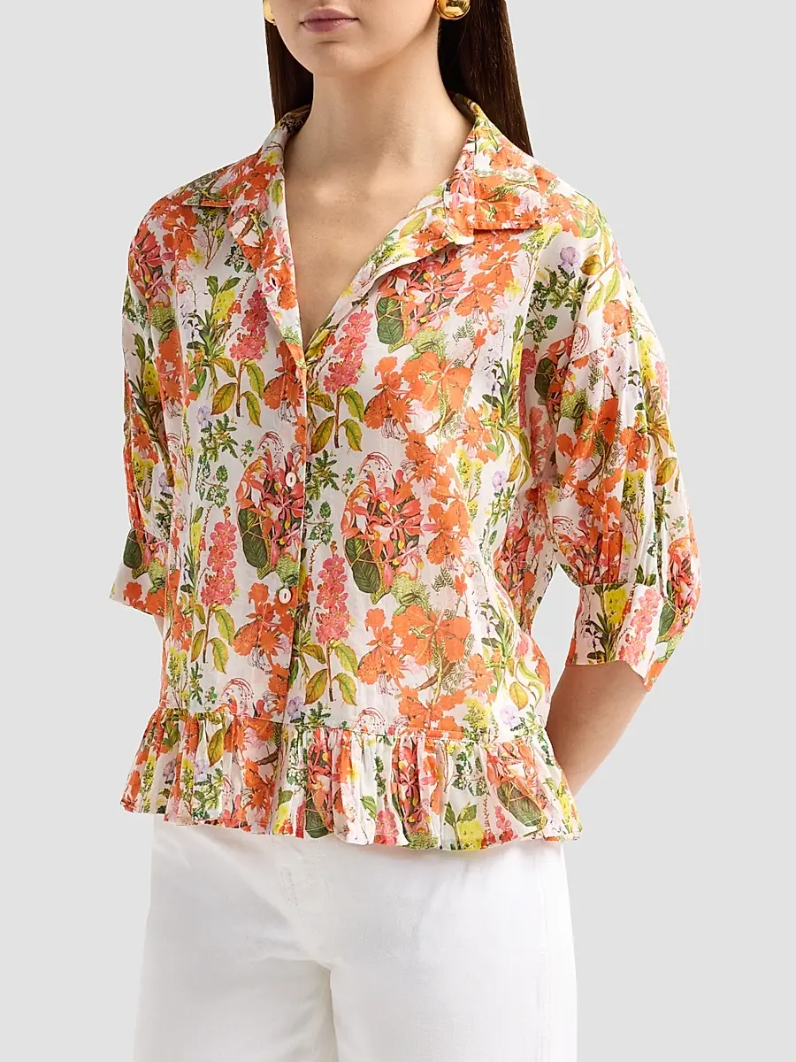 Ro's Garden Women's Ruby Floral Cotton Shirt | Thumbnail 4 Ro's Garden Women's Ruby Floral Cotton Shirt | Thumbnail 4