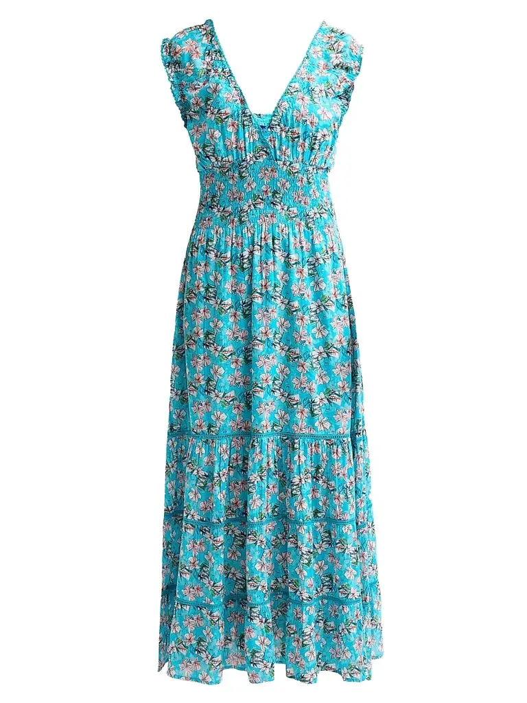 Ro's Garden Women's Hilda Floral Cotton Maxi Dress - Blue Aloha - Size XS | Image 1 Ro's Garden Women's Hilda Floral Cotton Maxi Dress - Blue Aloha - Size XS | Image 1
