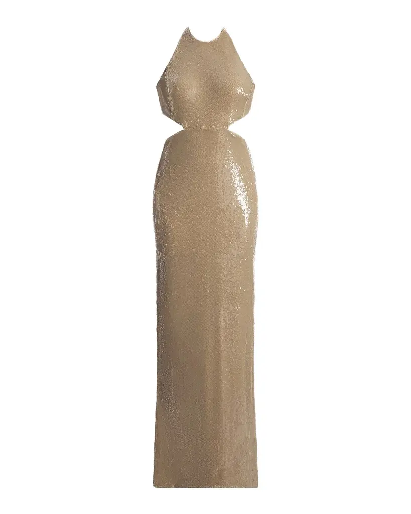 BCBGMAXAZRIA Cutout Sequin Halter Gown | Image 1 BCBGMAXAZRIA Cutout Sequin Halter Gown | Image 1