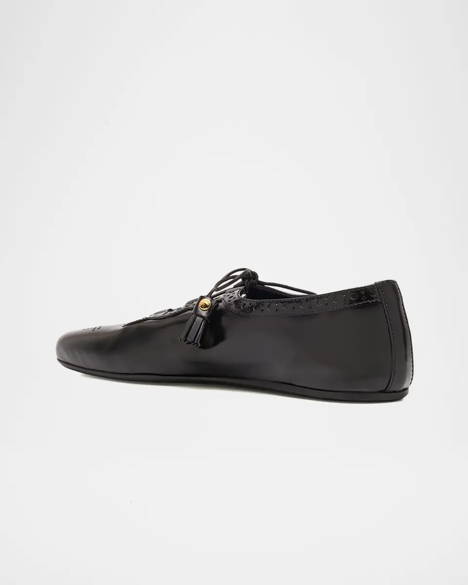 Church's Polished Fume Leather Lace-Up Ballerina Flats | Thumbnail 2