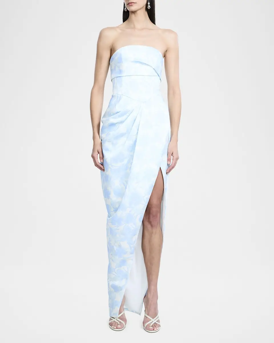 BCBGMAXAZRIA Strapless Pleated Floral-Print Gown | Thumbnail 2 BCBGMAXAZRIA Strapless Pleated Floral-Print Gown | Thumbnail 2