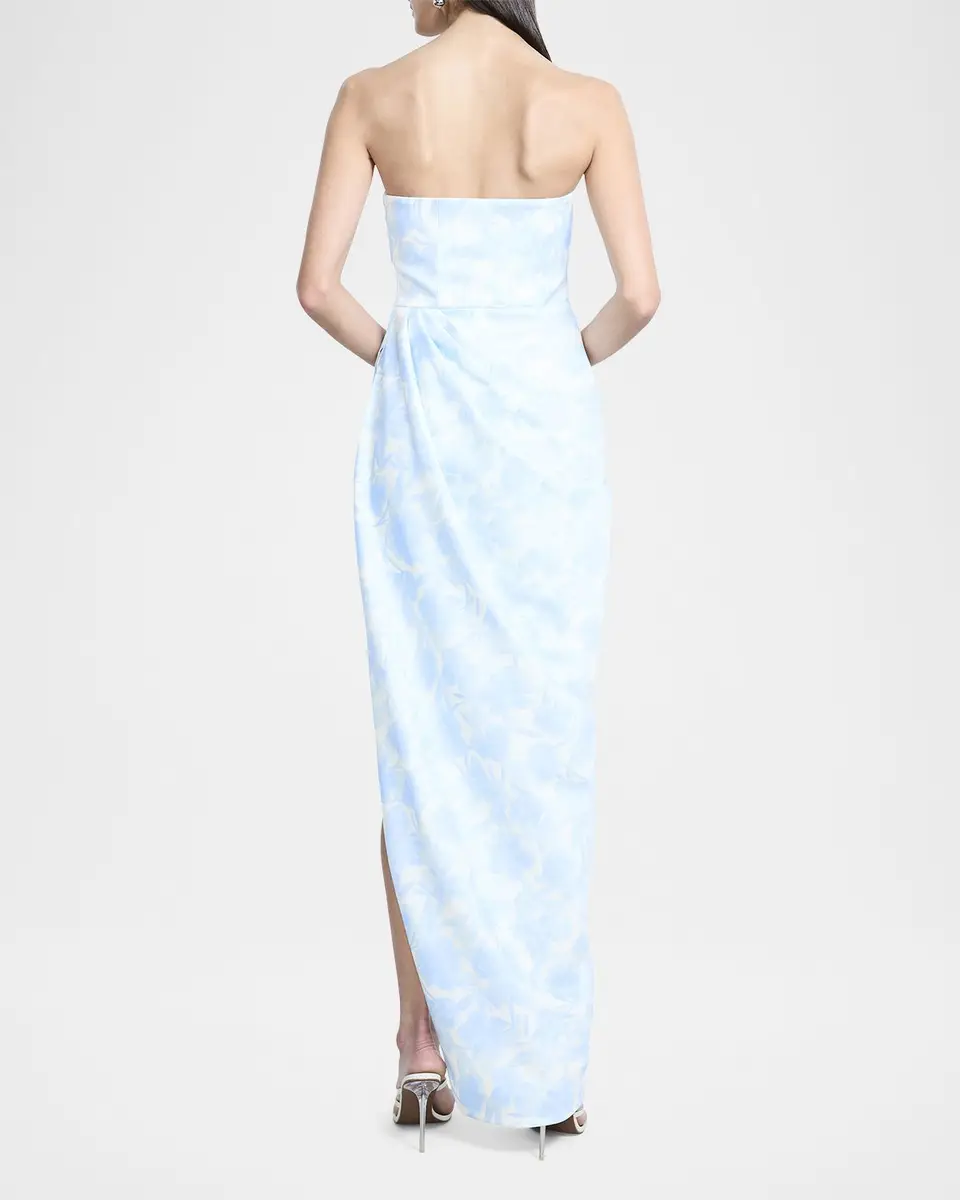 BCBGMAXAZRIA Strapless Pleated Floral-Print Gown | Thumbnail 3 BCBGMAXAZRIA Strapless Pleated Floral-Print Gown | Thumbnail 3