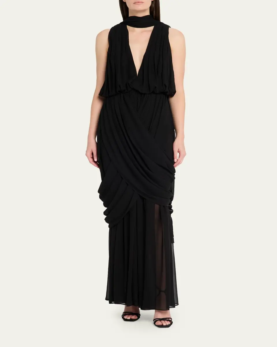 Et Ochs Arabella Plunging Draped Column Gown | Thumbnail 2 Et Ochs Arabella Plunging Draped Column Gown | Thumbnail 2