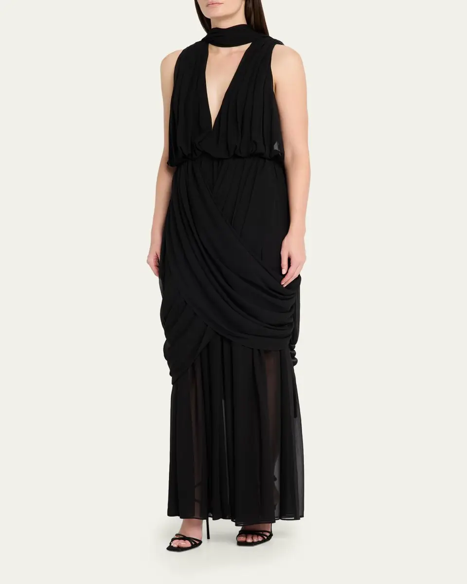 Et Ochs Arabella Plunging Draped Column Gown | Thumbnail 4 Et Ochs Arabella Plunging Draped Column Gown | Thumbnail 4