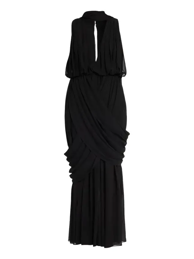 Arabella Plunging Draped Column Gown
