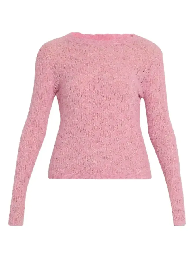 Obeline Scalloped Neck Open-Knit Sweater Obeline Scalloped Neck Open-Knit Sweater