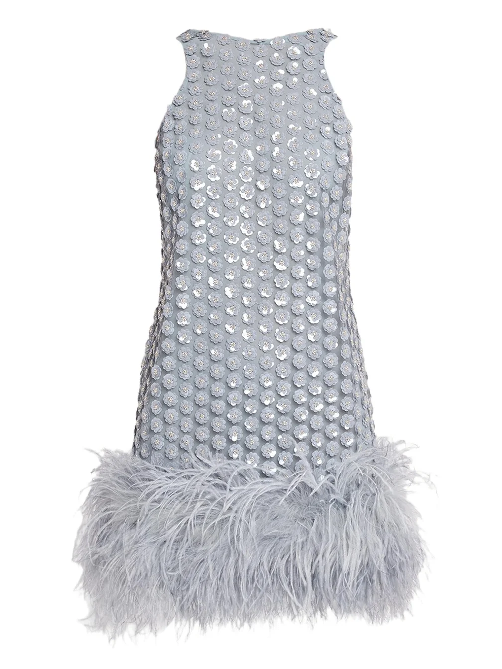 The New Arrivals by Ilkyaz Ozel Bixi Sequined Feather-Trim Minidress
