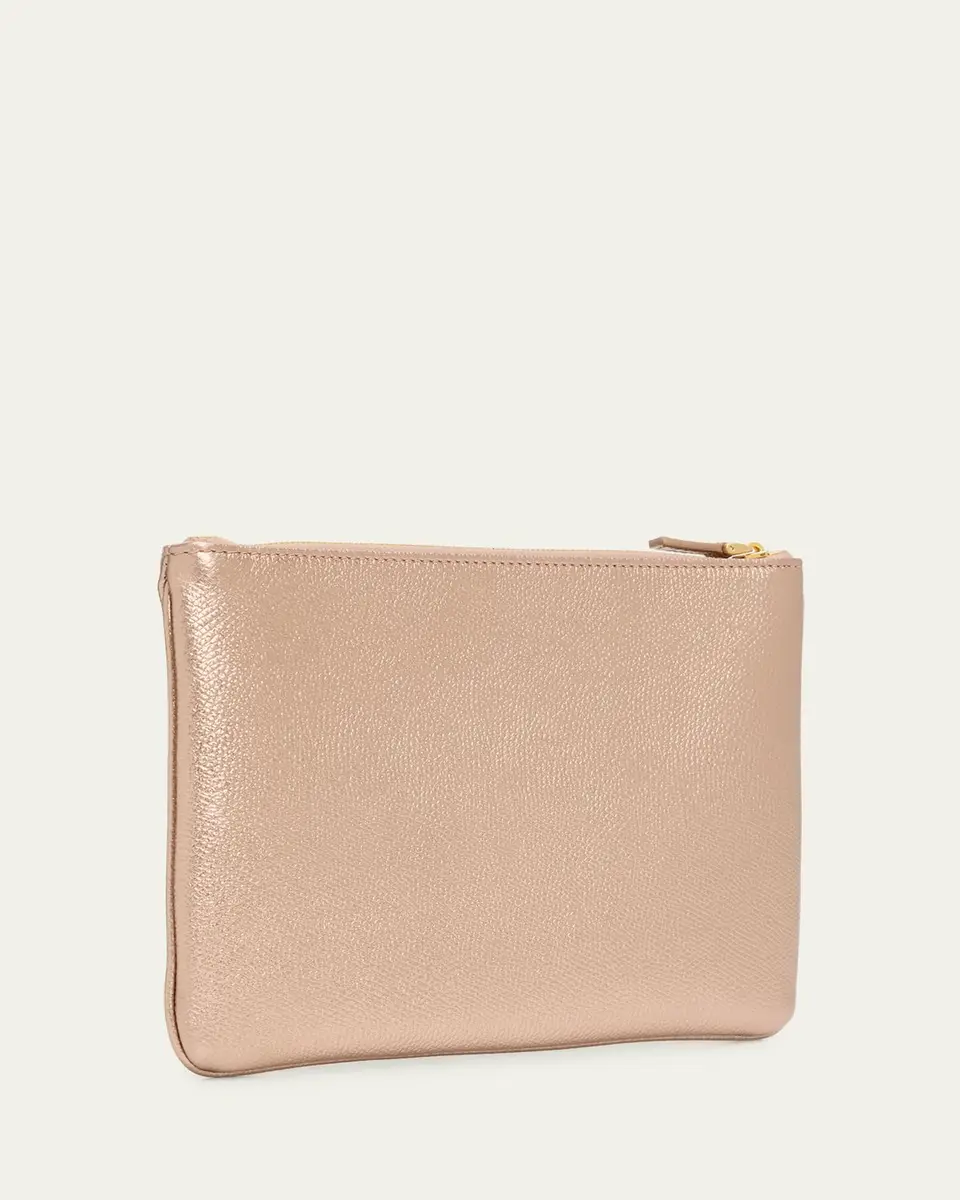 Valentino Garavani Medium Metallic Leather Flat Pouch Bag | Thumbnail 3 Valentino Garavani Medium Metallic Leather Flat Pouch Bag | Thumbnail 3