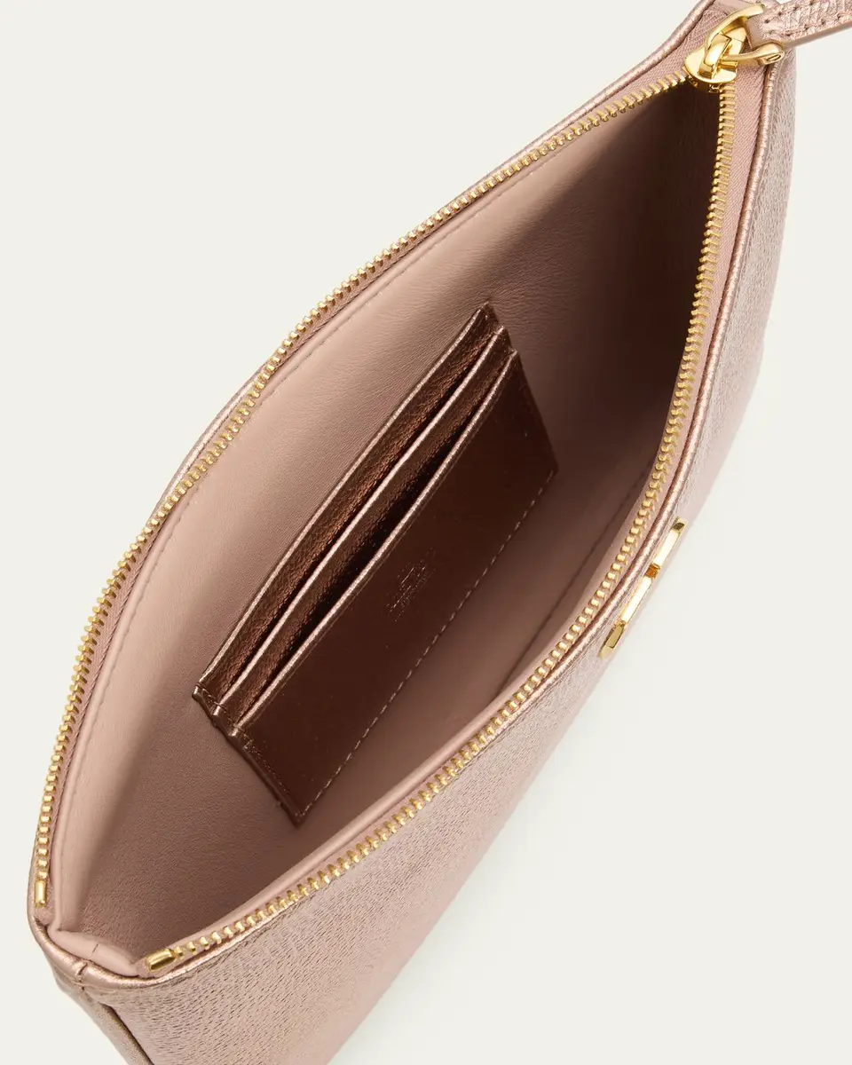 Valentino Garavani Medium Metallic Leather Flat Pouch Bag | Thumbnail 4 Valentino Garavani Medium Metallic Leather Flat Pouch Bag | Thumbnail 4