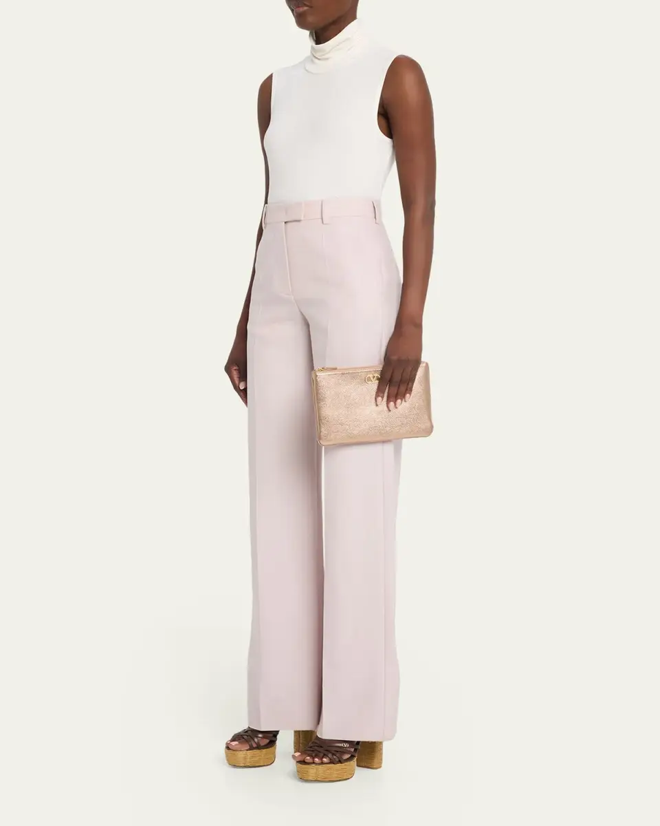 Valentino Garavani Medium Metallic Leather Flat Pouch Bag | Thumbnail 5 Valentino Garavani Medium Metallic Leather Flat Pouch Bag | Thumbnail 5