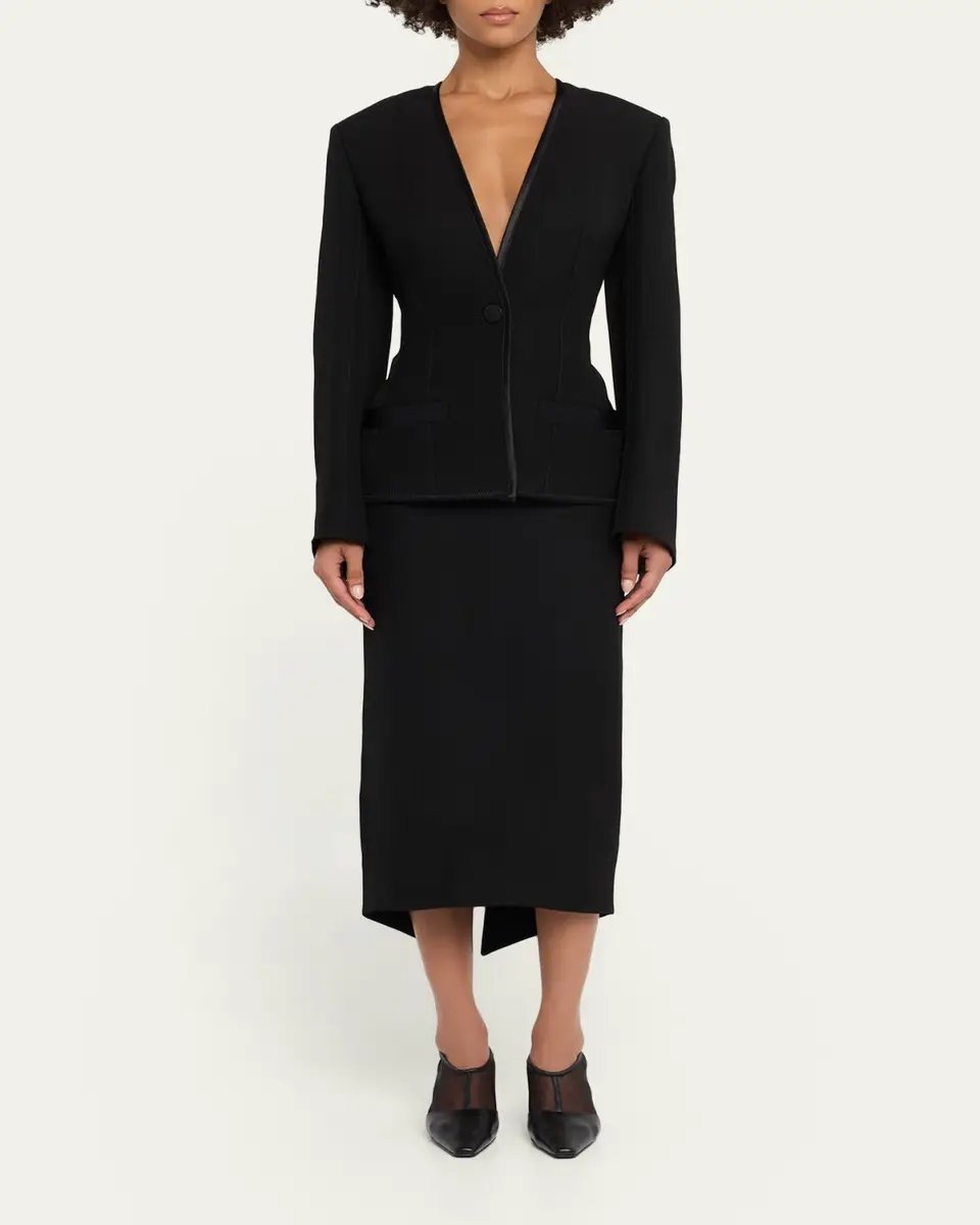 Lanvin Single-Breasted Silk-Blend Backless Jacket | Thumbnail 2