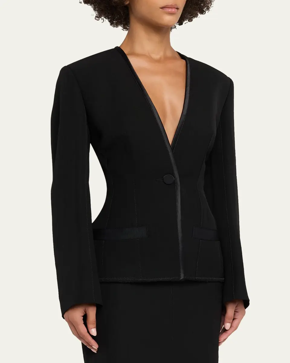 Lanvin Single-Breasted Silk-Blend Backless Jacket | Thumbnail 4