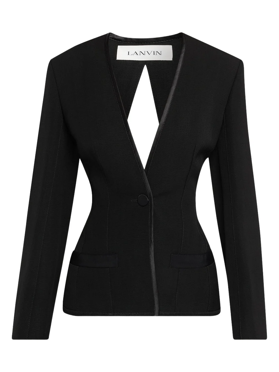 Single-Breasted Silk-Blend Backless Jacket Single-Breasted Silk-Blend Backless Jacket