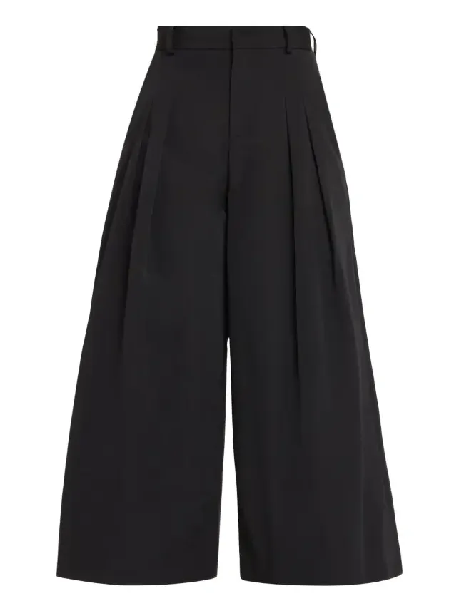 Wide-Leg Cotton Double-Pleat Pants