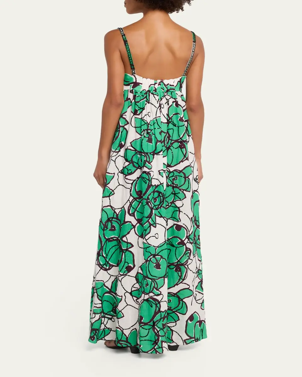 Diane von Furstenberg Miranda Sequin Floral-Print Linen Maxi Dress | Thumbnail 3 Diane von Furstenberg Miranda Sequin Floral-Print Linen Maxi Dress | Thumbnail 3