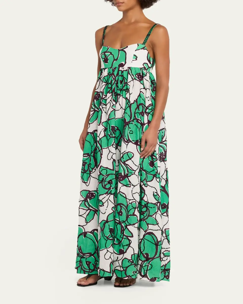 Diane von Furstenberg Miranda Sequin Floral-Print Linen Maxi Dress | Thumbnail 4 Diane von Furstenberg Miranda Sequin Floral-Print Linen Maxi Dress | Thumbnail 4