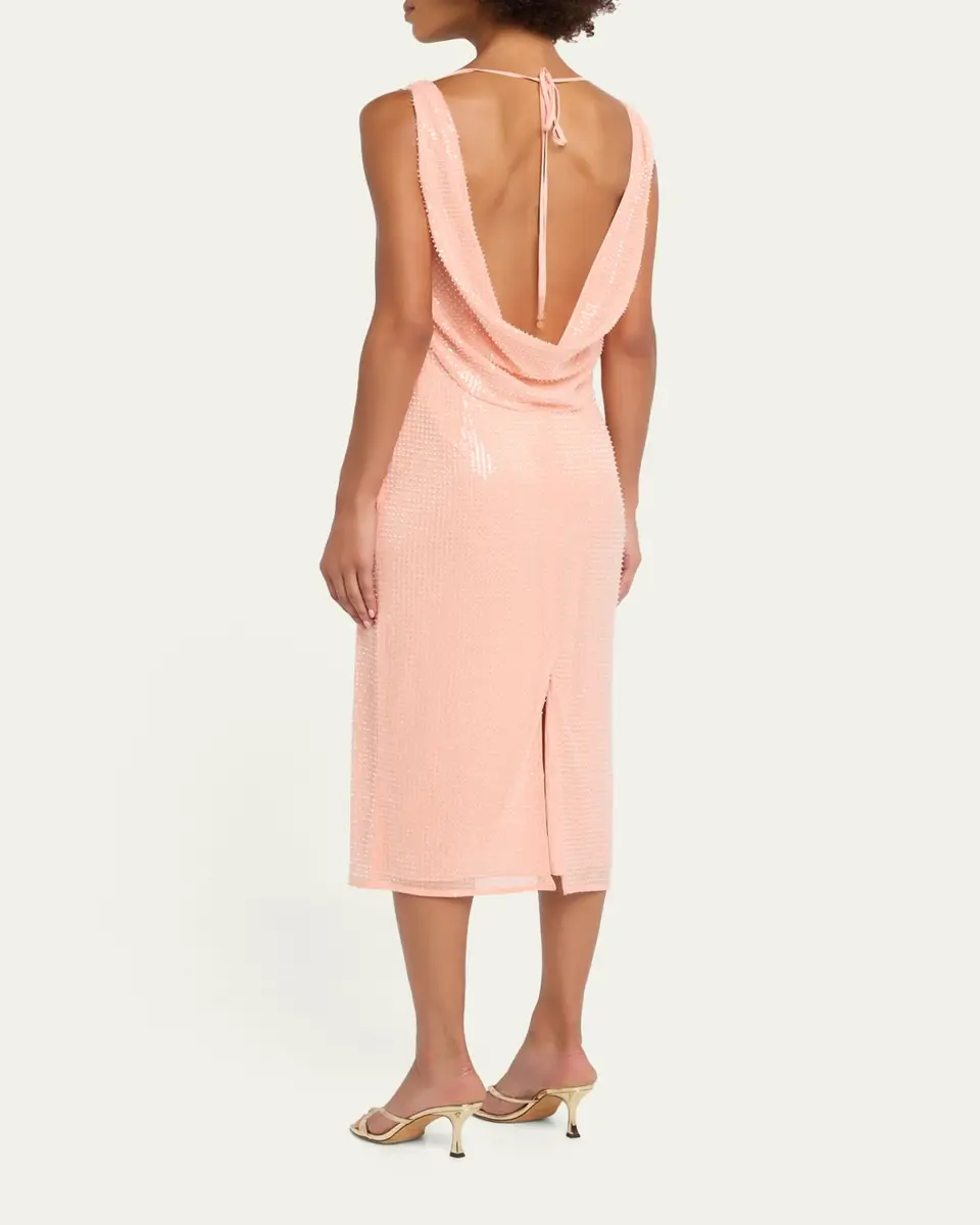 Toccin Wendolyn Embellished Cowl-Back Midi Dress | Thumbnail 3 Toccin Wendolyn Embellished Cowl-Back Midi Dress | Thumbnail 3