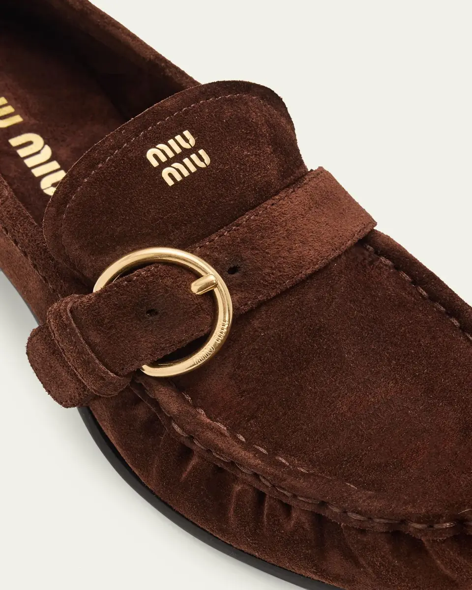 Miu Miu 45mm Suede Buckle Loafers | Thumbnail 5 Miu Miu 45mm Suede Buckle Loafers | Thumbnail 5