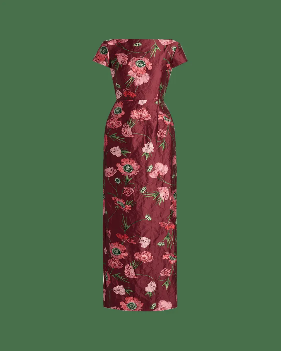 Erdem Floral Textured Satin Tailored Midi Dress | Thumbnail 2