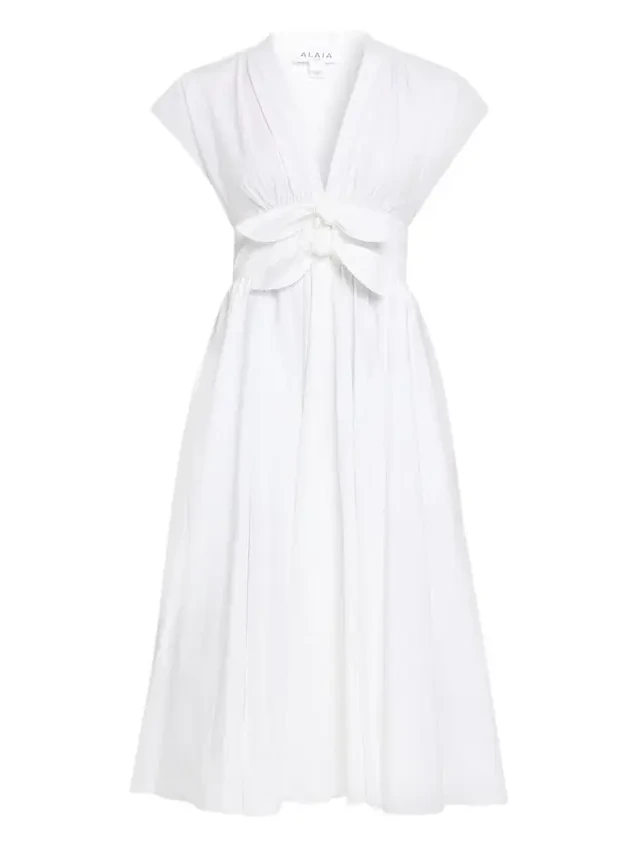 Belted Cotton Poplin Midi Dress