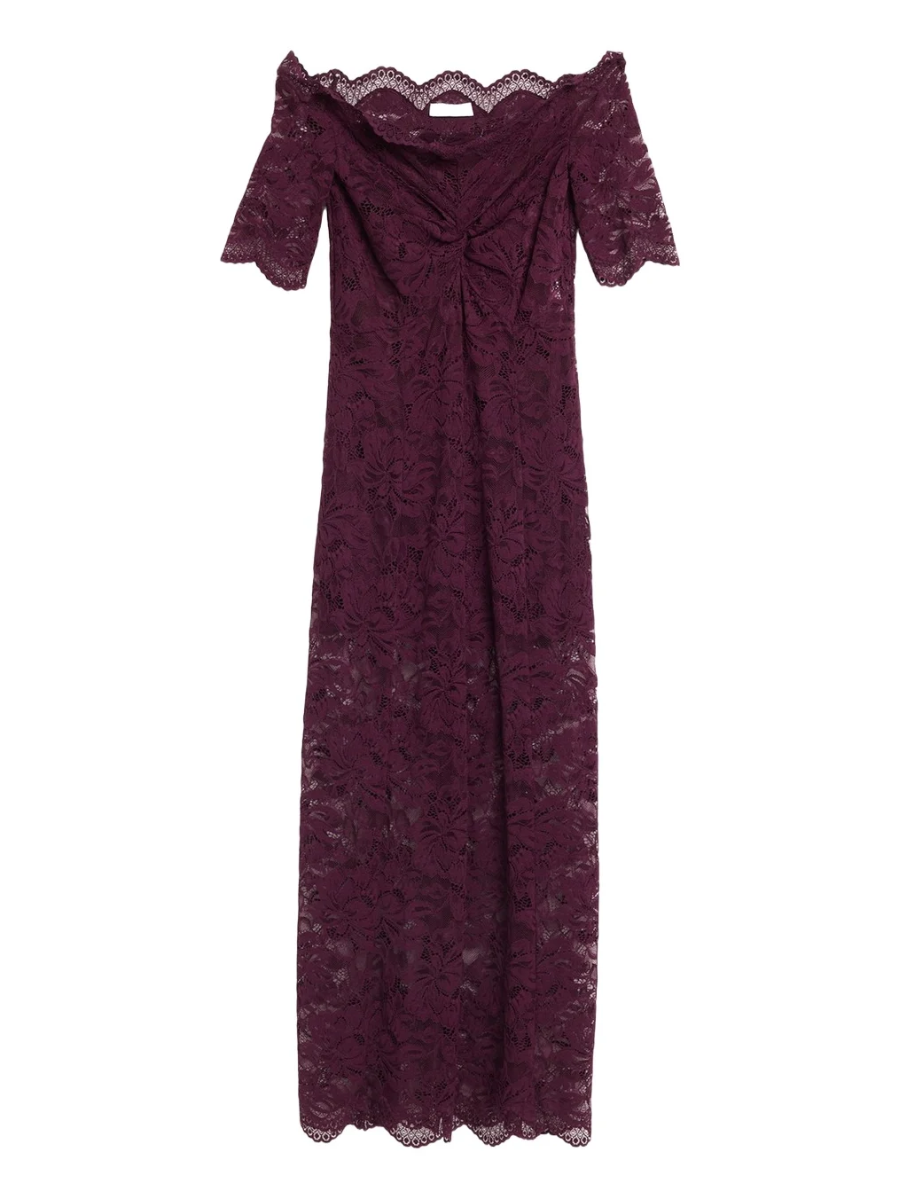 Off-The-Shoulder Twisted Lace Midi Dress