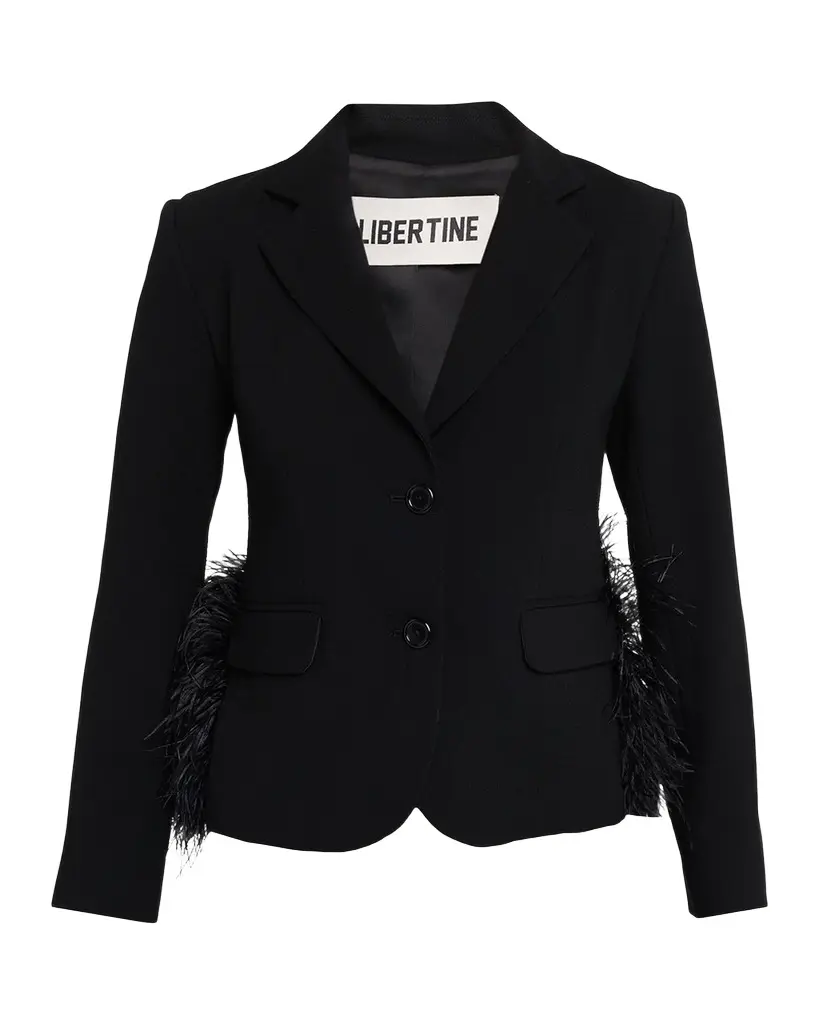 Libertine Feathered Single-Breasted Jacket | Image 1 Libertine Feathered Single-Breasted Jacket | Image 1