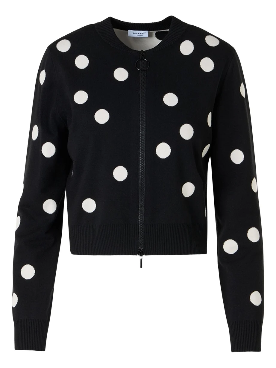 Polka Dot Wool Zip Cardigan Polka Dot Wool Zip Cardigan