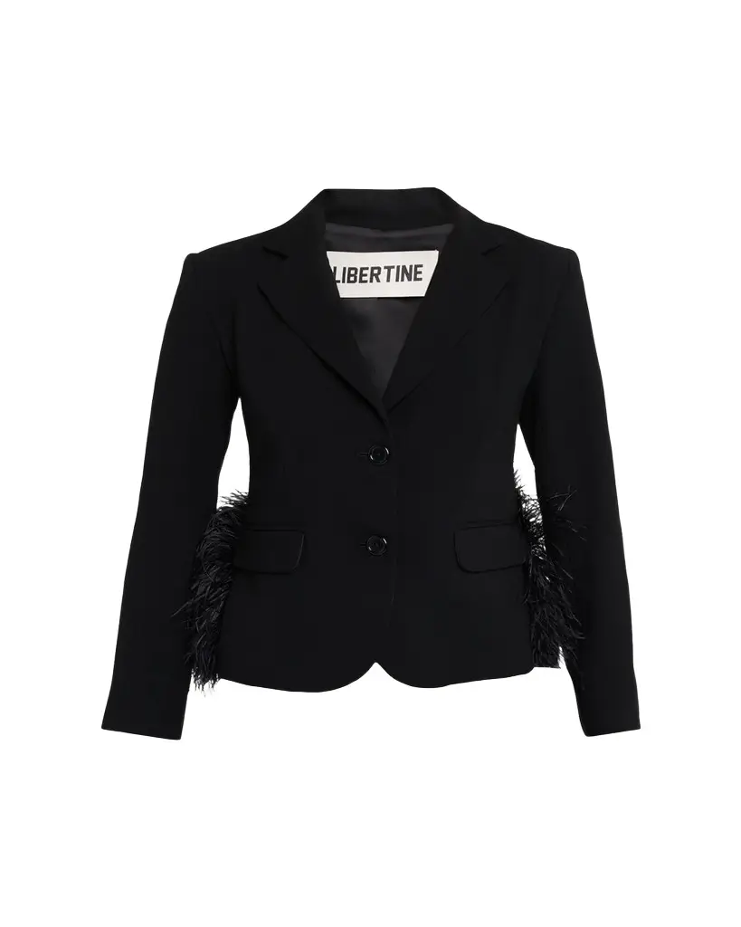 Libertine Feathered Single-Breasted Jacket | Image 1 Libertine Feathered Single-Breasted Jacket | Image 1
